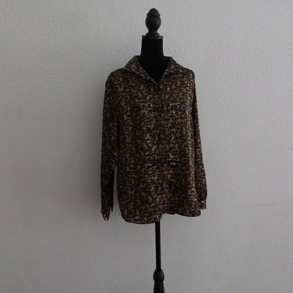 Dark Golden color with animal print blouse, shiny - Picture 6 of 9